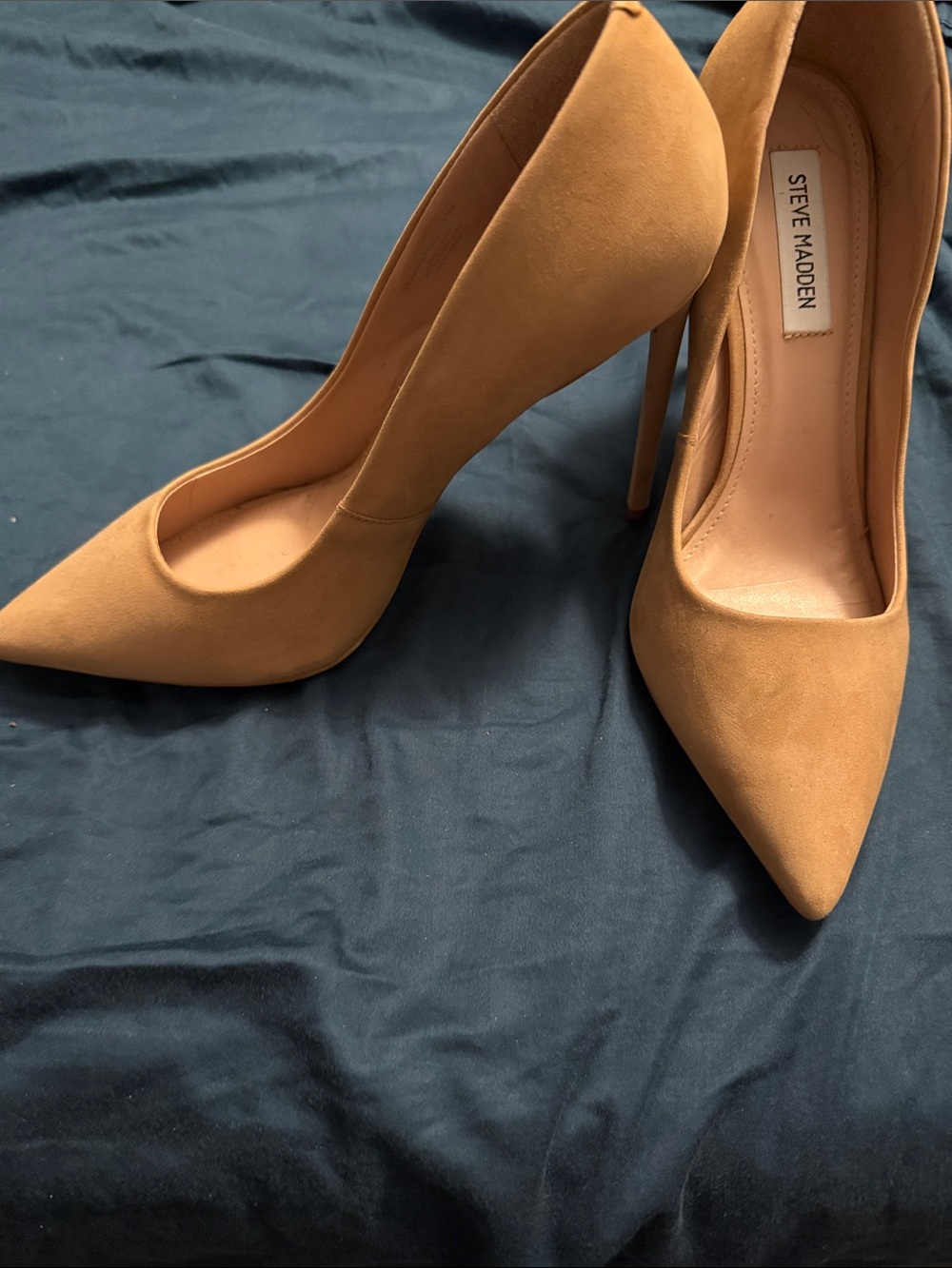 Steve Madden Camel/Tan Pointed Toe Stiletto Heels Suede Leather Upper